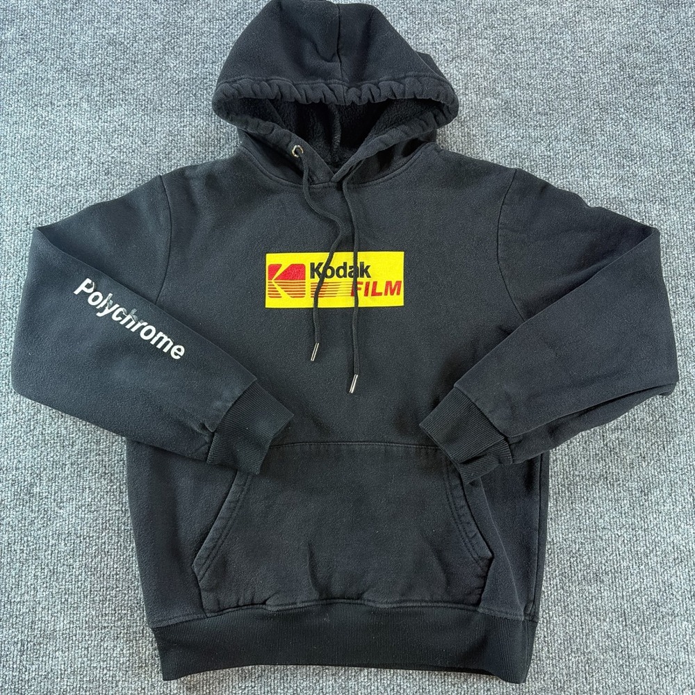 Kodak Film Polychrome Graphics Hoodie Black Mens Small Sweatshirt Analog Vintage
